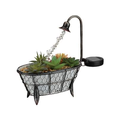 Succulent Solar Decor - Bath Tub