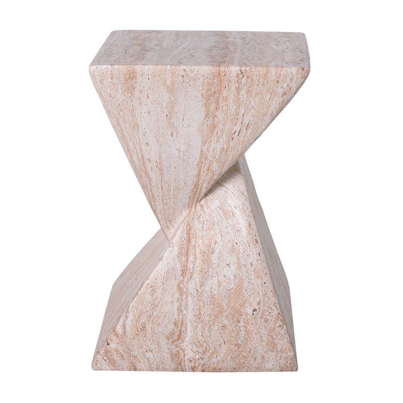 Christopher Knight Home - Modern Indoor/Outdoor 18.5"H Geometric Faux Marble MgO Accent Side Table with Sculptural Fluted Design