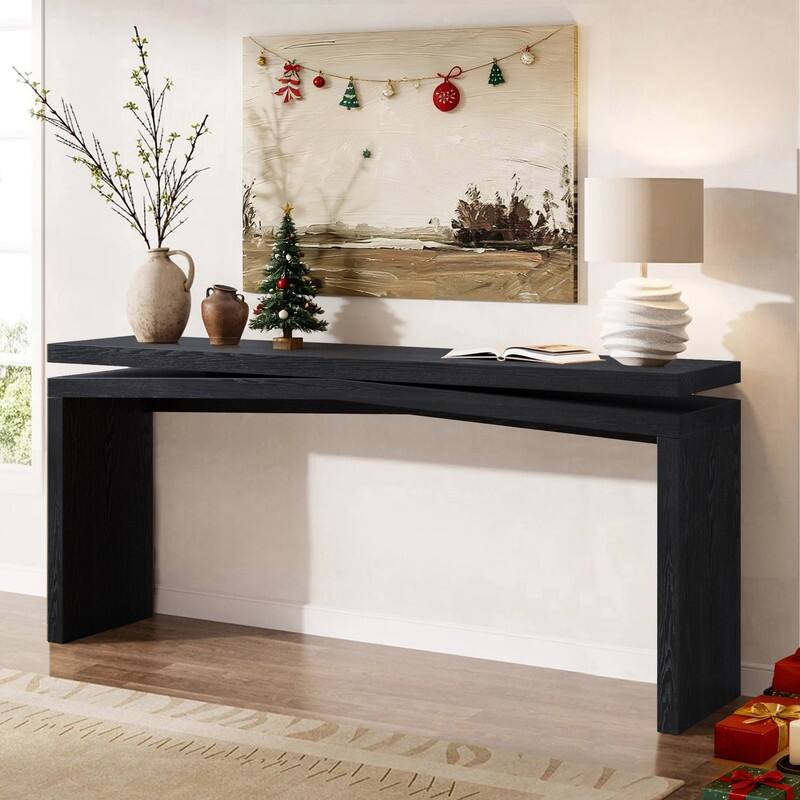 Rustic 65" Solid Wood Console Table for Farmhouse Entryway Living Room or Hallway Display Storage