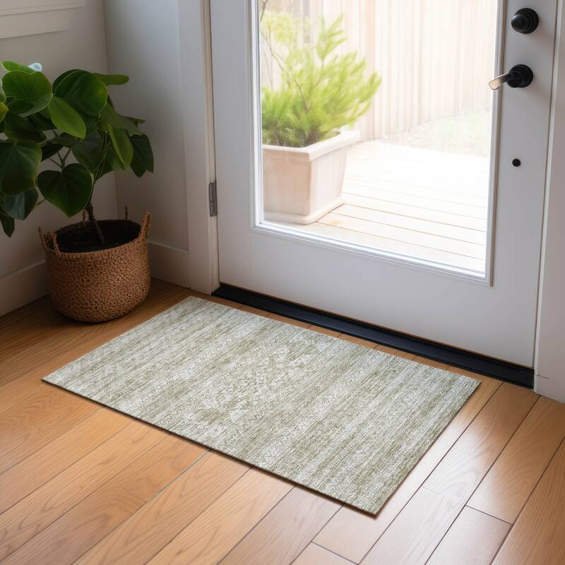 Machine Washable Indoor/ Outdoor Chantille Tribal Boho Rug - Khaki - 1'8" x 2'6"