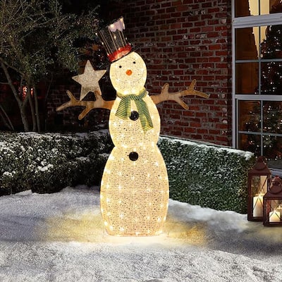 5-Ft Snowman Star Lighted LED Indoor Outdoor Holiday Decoration