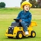 preview thumbnail 1 of 7, 6V Electric Licensed Caterpillar Construction Vehicle with One-Button Start - 19" x 14" x 17" (L x W x H) Yellow-Black