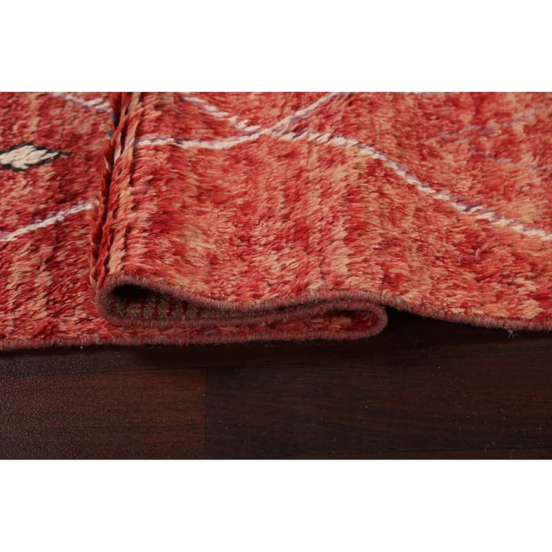 Geometric Tribal Moroccan Wool Runner Rug Hand-knotted Oriental Carpet - 2'1" x 11'2"