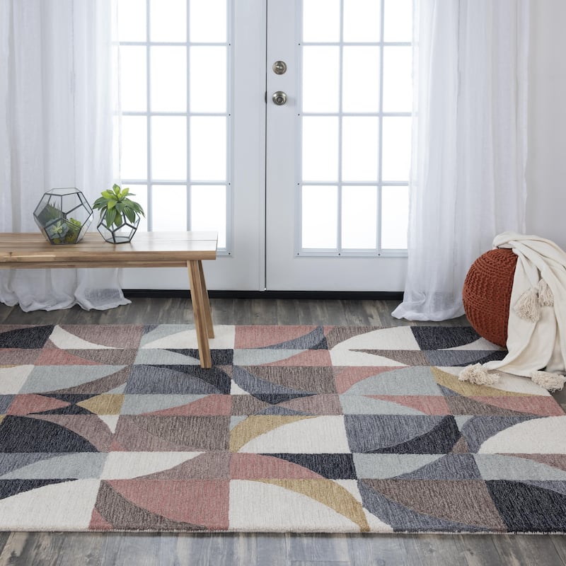 Alora Decor Midland Geometric Hand-tufted Wool Rug - 5' x 7'6" - Red