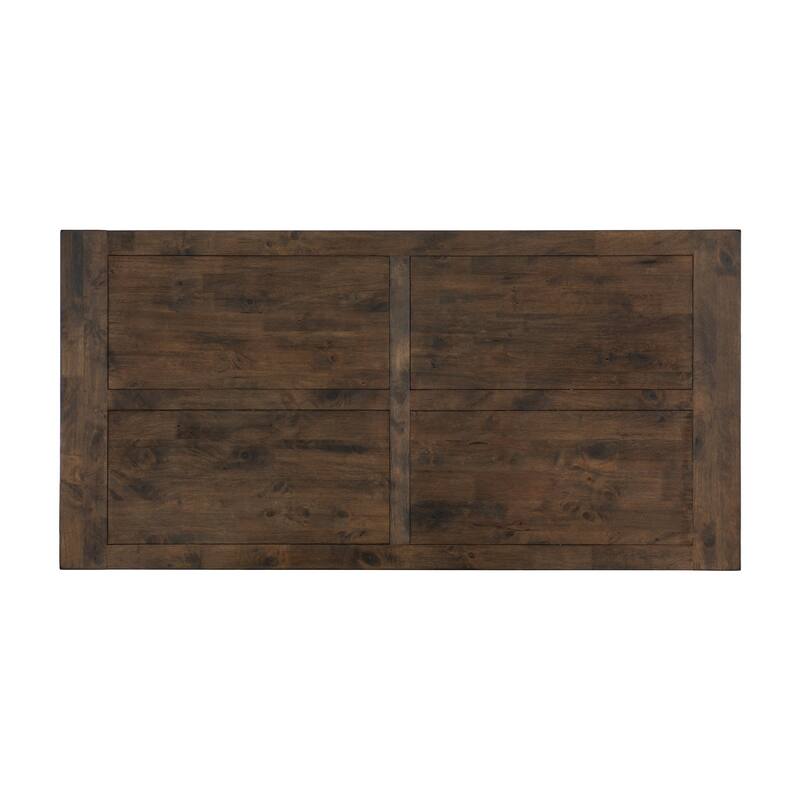 Rick Dining Table, 79 Inch Rectangular Top, Natural Brown Rubberwood