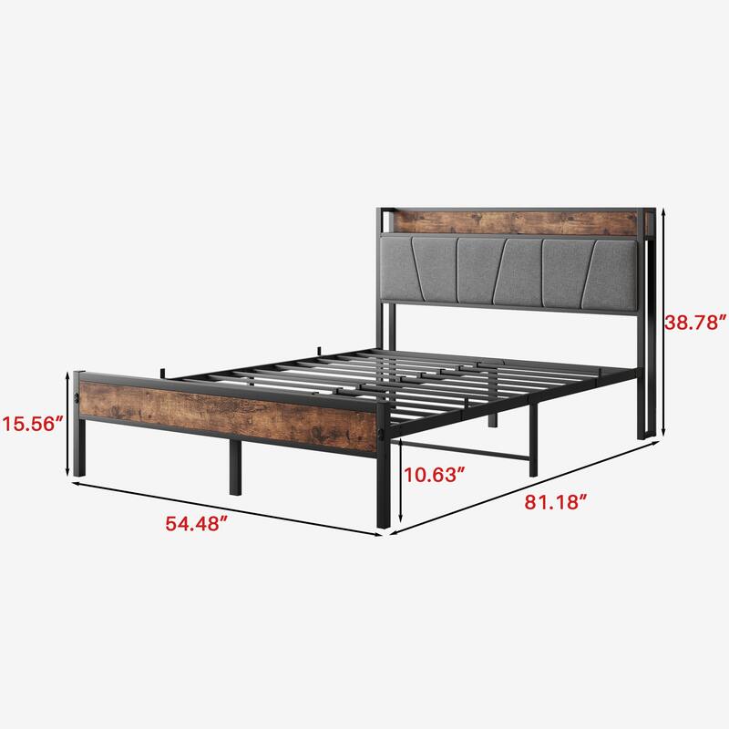 Metal Platform Bed Frame with Headboard & Footboard