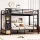 preview thumbnail 2 of 18, Storage Bunk Bed with Shelves, Wardrobe, 2 Drawers and Pegboard, Heavy Duty Metal Bunk Bed Frame, Noise Free, No Box Spring Need