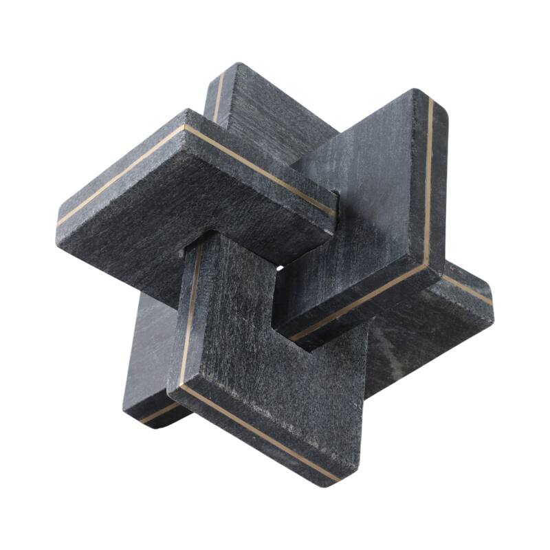 Stone Metal Decorative Object Interlocking Modern Geometric Structure