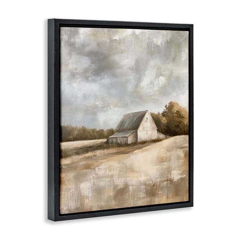 Stupell Cloudy Farm Landscape Framed Floater Canvas Wall Art Design By Petal Prints Design