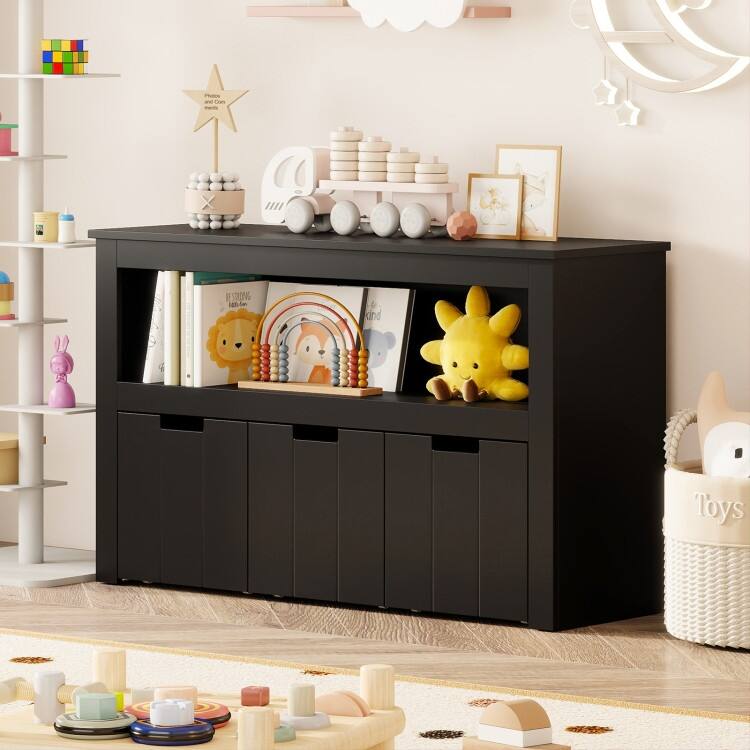 Kid Toy Storage Cabinet 3 Drawer Chest with Wheels Large Storage Cube Shelf - 40" x 13" x 24.5" (L x W x H)