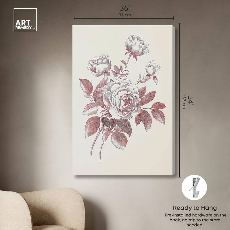 Breezy Red Pencil Blooms II Canvas by Art Remedy, Gallery Wrapped