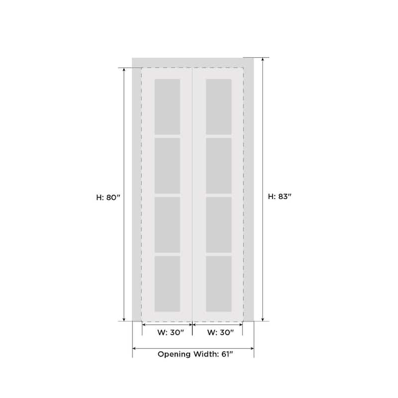 Sliding Closet Bi-fold Doors | Mela 0716 Painted White | Sturdy Tracks Moldings Trims | Wood Solid Bedroom Wardrobe Doors