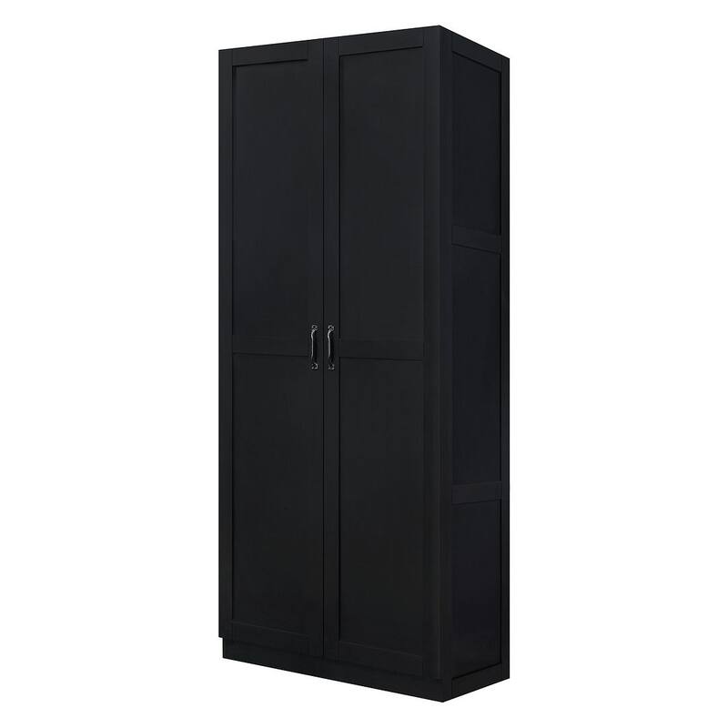 Manhattan Comfort Hopkins Modern Storage Closet 3.0 in Black - Set of 2