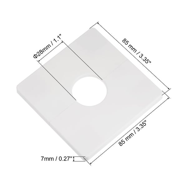 slide 2 of 6, Wall Split Flange, ABS Square Self-Adhesive Escutcheon Plate with Diameter Hole, Water Pipe Cover for Water Faucet Decorations White - 28mm