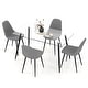 preview thumbnail 1 of 5, Gymax 5 PCS Dining Table Set 51" Modern Rectangular Glass Table & 4 Grey