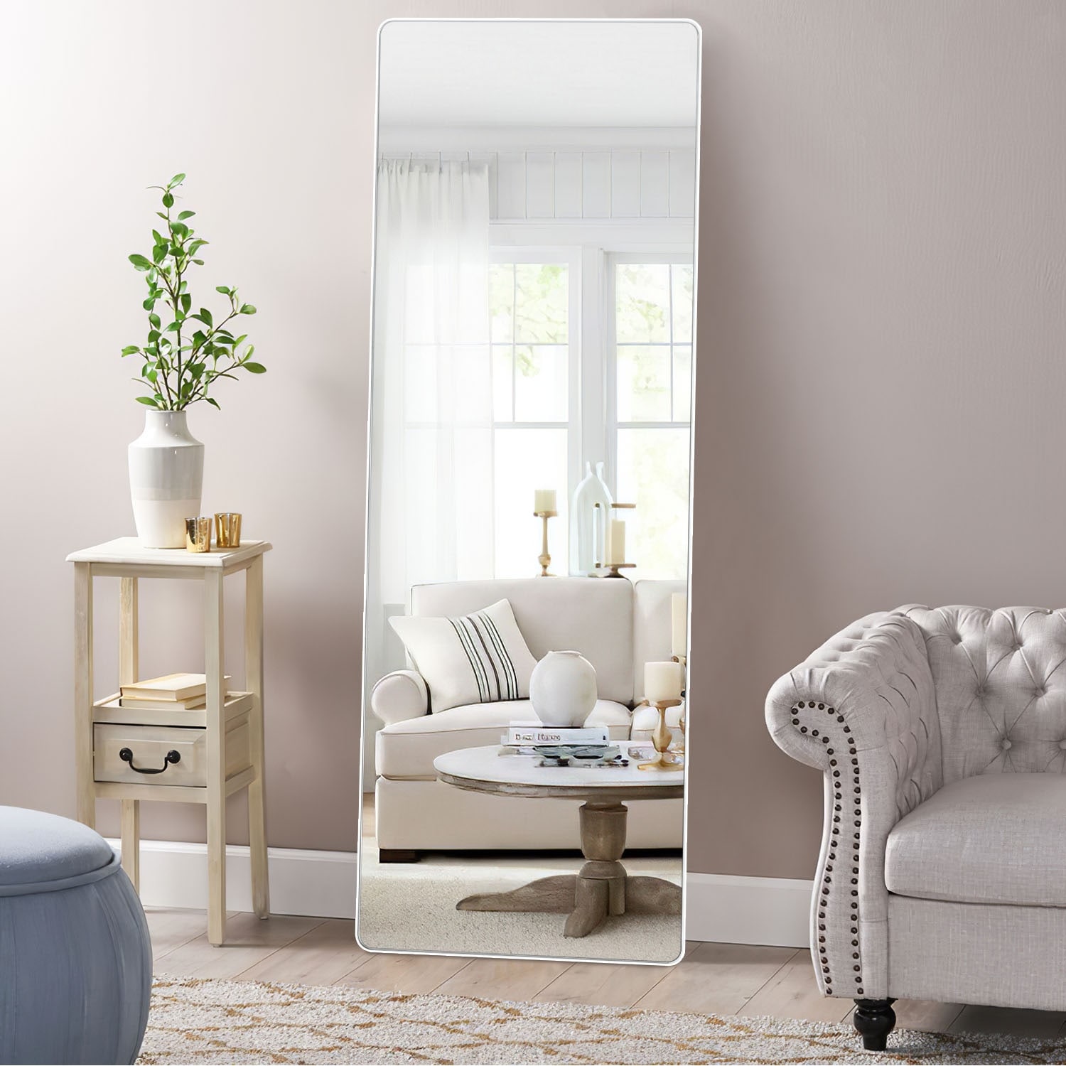 TheiaMo Full Length Mirror Wood Frame, 65×22in Floor Mirror Full Body Mirror  with Standing Holder Hanging Wall Mirror, Stand Large HD Mirror, Dressing  Mirror fo…