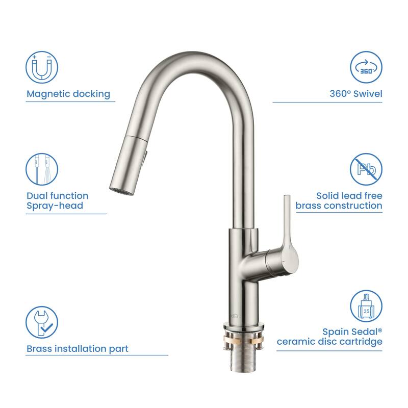 Fusion Single Handle Pull Down Kitchen & Bar Sink Faucet with Soap Dispenser
