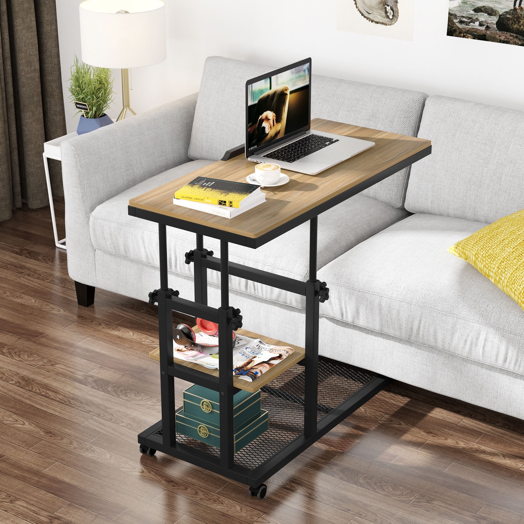 Side C Table Slide Over TV Dinner Tray Stand Laptop End Table