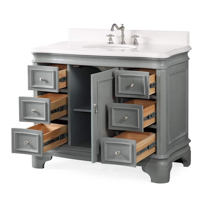 42" Benton Collection Modern Style Sesto Grey Bathroom Vanity