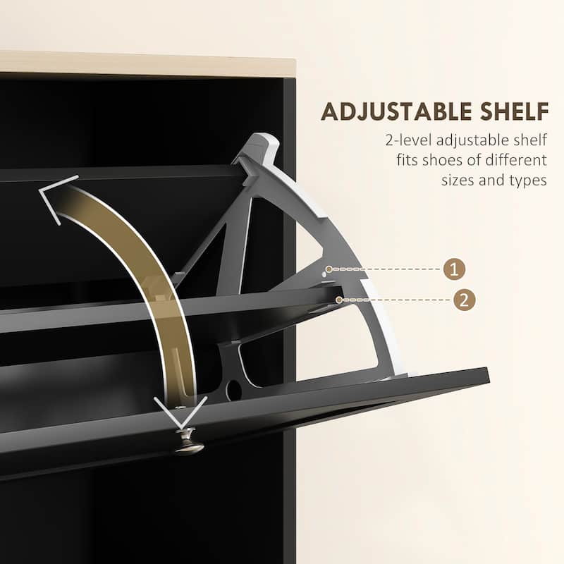 Narrow Shoe Storage Cabinet for Entryway with 3 Flip Drawers and Adjustable Shelves, Shoe Rack Organizer for 18 Pairs of Shoes