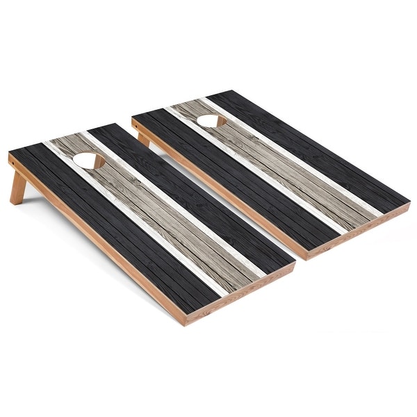 slide 2 of 7, Dark Grey Striped Outdoor Cornhole Set All-Weather 2x4 - Include ALL Accessories