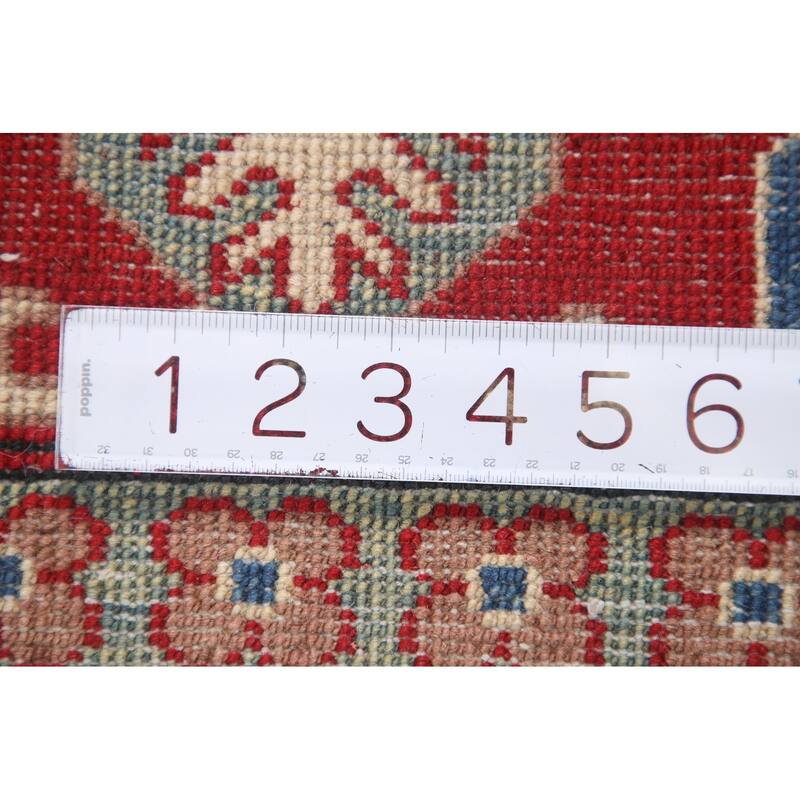 Hand Knotted Oriental 100% Wool Carpet Traditional Geometric Beige & Ivories Kazak Area Rug - 9' 8'' X 6' 6''