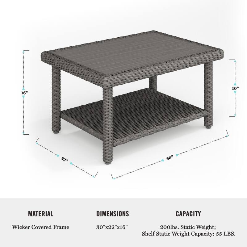 Martha Stewart 4pc Outdoor Rattan Wicker Patio Conversation Set with All-Weather Cushions - 33"W x 32"D x 29.5"H