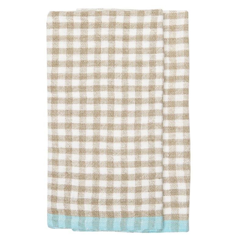 Caravan Gingham Towels - Set of 2 - Natural/Aqua - 20x30 - 20x30 - Set of 2 - Natural/Aqua