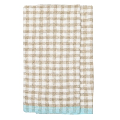 Caravan Gingham Towels - Set of 2 - Natural/Aqua - 20x30