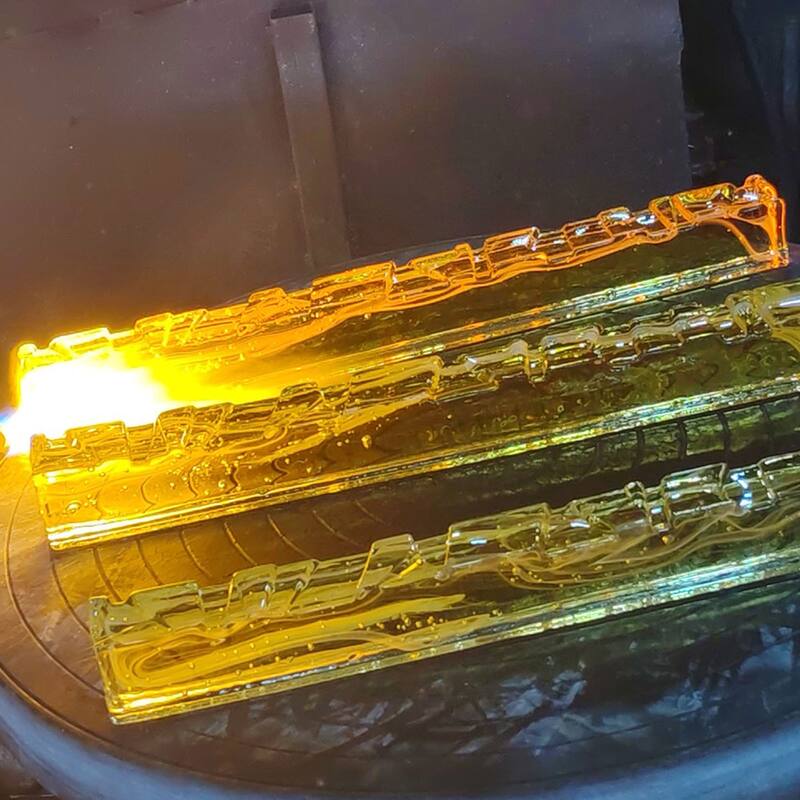 Valira Integrated LED Brass Vanity Light with Handcrafted Glass