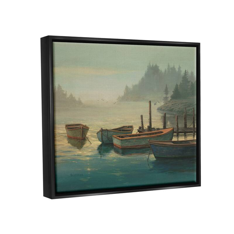 Stupell Docked Boats Landscape Framed Floater Canvas Wall Art Design by Michael Humphries