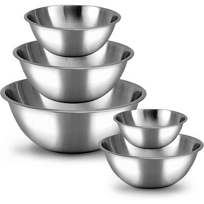 Set of 5 Meal Prep Stainless Steel Mixing Bowls Set