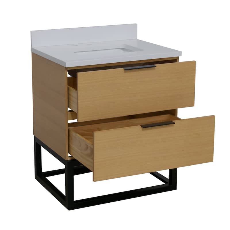 KitchenBathCollection Mia 30" Bathroom Vanity with Matte White Top