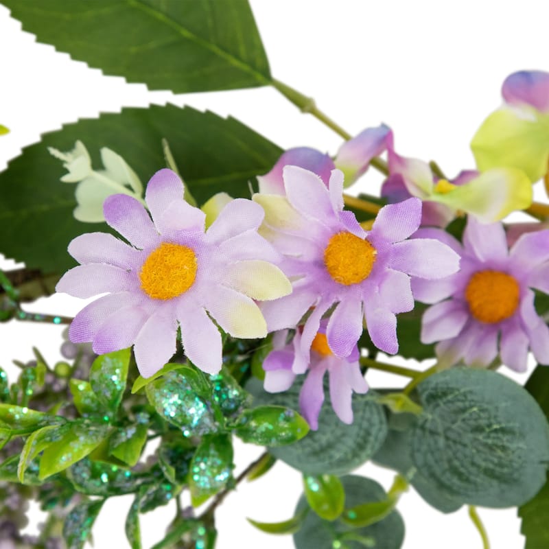 Daisy and Mixed Foliage Floral Spring Garland - 5' - Purple