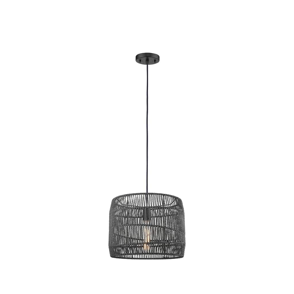 Innovations Lighting Elwood - 1 Light 14" Cord Hung Pendant - Matte Black Finish - Matte Black Shade