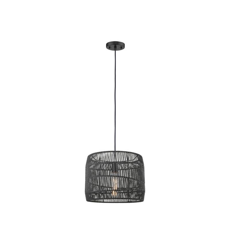 Innovations Lighting Elwood - 1 Light 14" Cord Hung Pendant - Matte Black Finish - Matte Black Shade - Matte Black