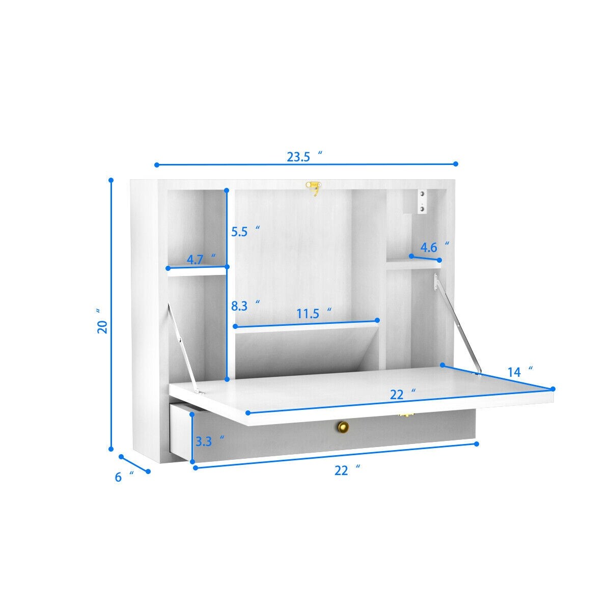 Shop Gymax Wall Mounted Folding Laptop Desk Hideaway Organizer