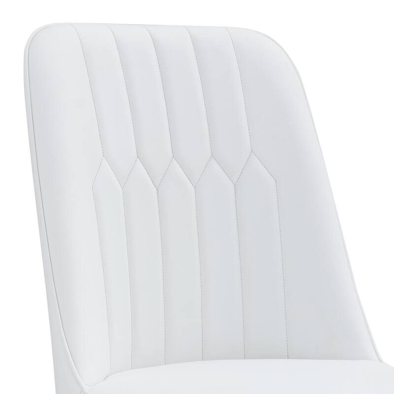 2 modern dining chairs, smooth PU leather backrest and silver-toned metal legs for a comfortable home experience