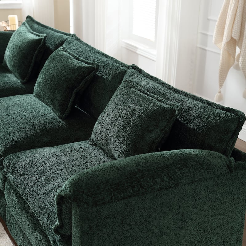 Chenille Fabric L-Shape Comfy Oversized three-seat Modular Sectional Sofa