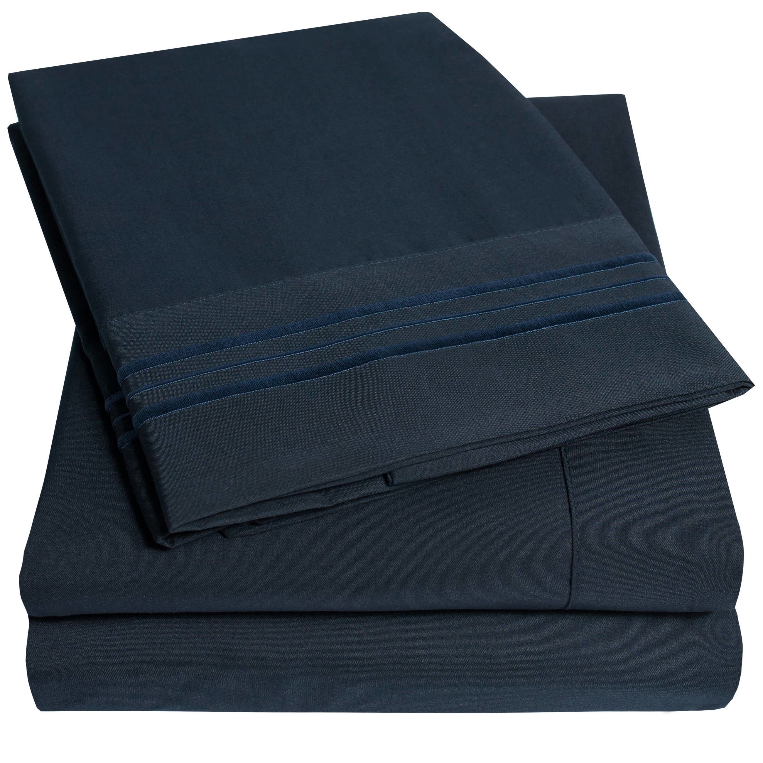 Black 4-Piece Sheet Set with Peaks Embroidery in Gift Box Superior MF3000KGSH PEBKBK 100% Brushed Microfiber Wrinkle Resistant Super Soft Light Weight King Black 4-Piece Sheet Set with Peaks Embroidery in Gift Box Superior MF3000KGSH PEBKBK 100% Brushed Microfiber Wrinkle Resistant Super Soft Light Weight King