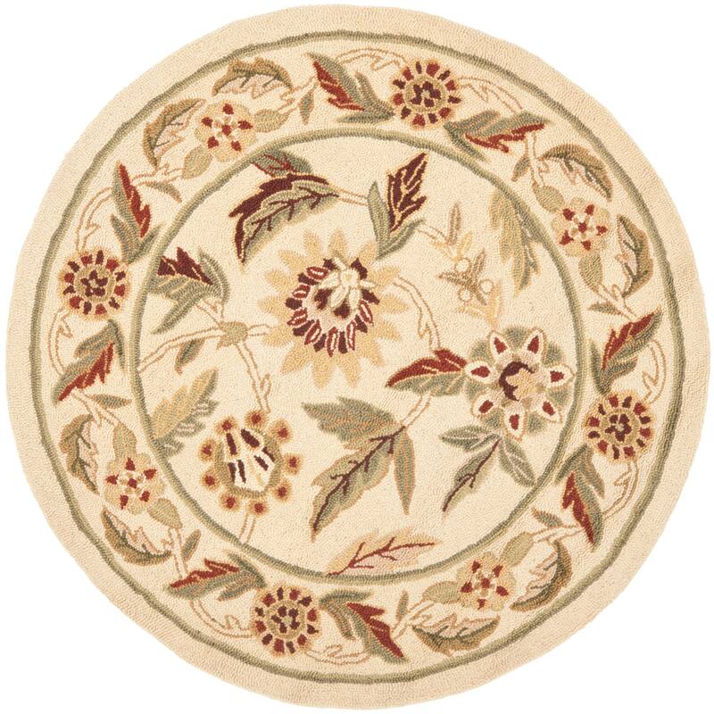 SAFAVIEH Handmade Chelsea Tiesha French Country Wool Rug - 5'6" Round - Ivory - Round