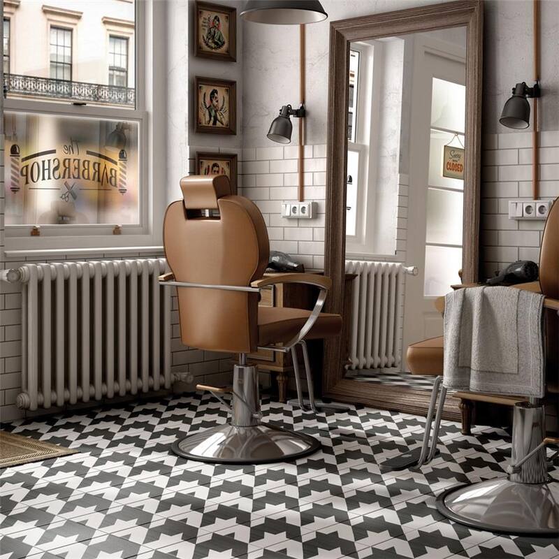 Merola Tile Caprice Tweed Black and White 7-7/8" x 7-7/8" Porcelain Floor and Wall Tile