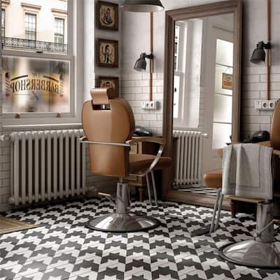 Merola Tile Caprice Tweed Black and White 7-7/8" x 7-7/8" Porcelain Floor and Wall Tile