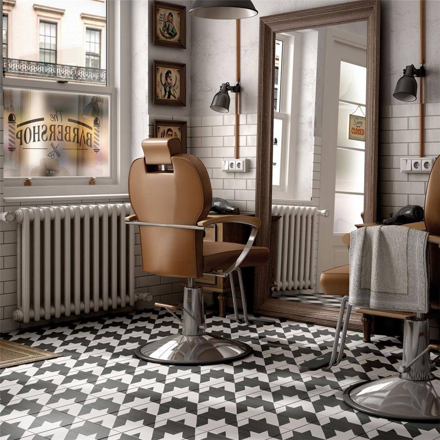 Merola Tile Caprice Tweed Black and White 7-7/8" x 7-7/8" Porcelain Floor and Wall Tile