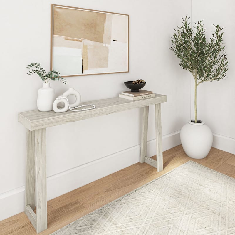 Plank and Beam Classic Console Table - 56" - Coastal White Wirebrush