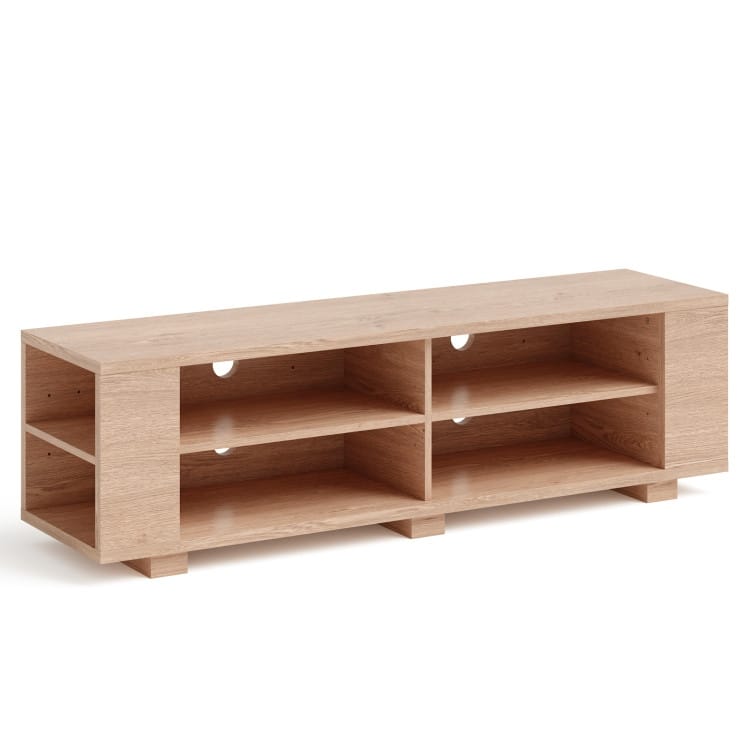 59" Console Storage Entertainment Media Wood TV Stand - 59" x 15.5" x 17.5" (L x W x H) - Natural