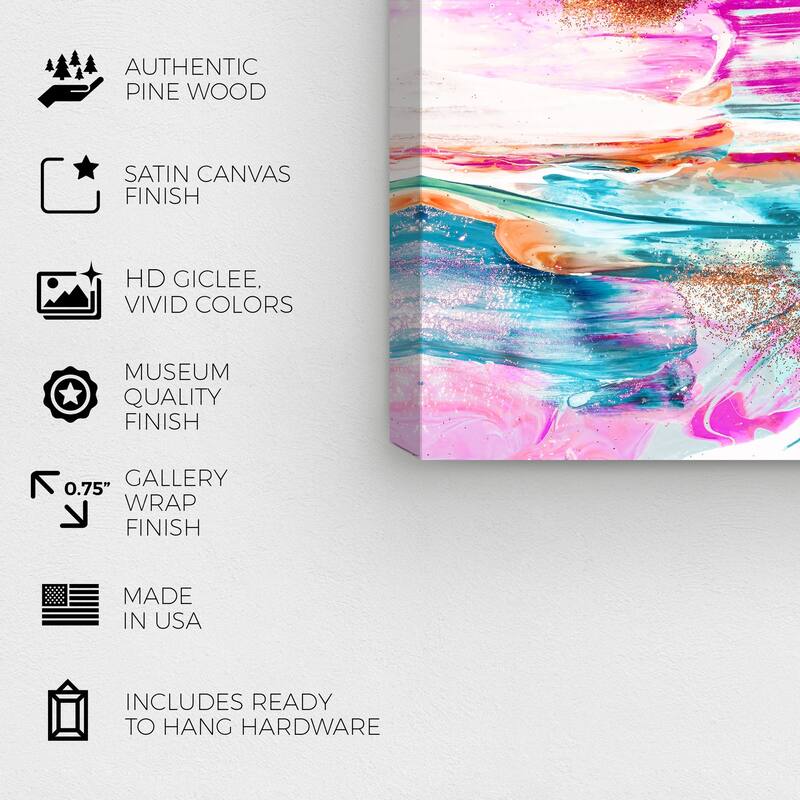 Wynwood Studio Abstract Jelly Be Marvelous Blue and Neon Pink Glam Wall Art Canvas Print
