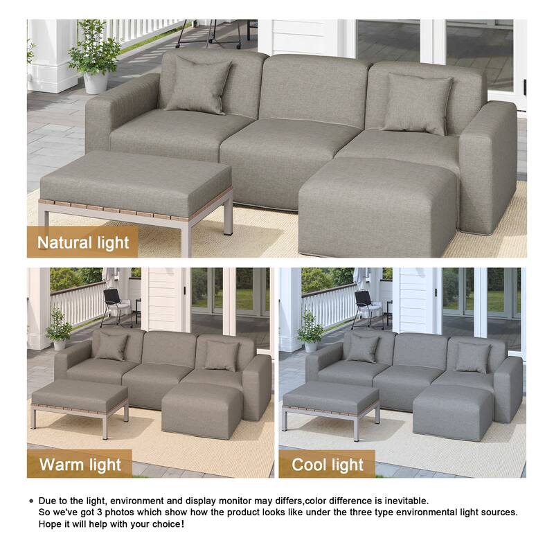 5-piece Full Foam Cushioning Sectional Sofa Set for living Room Patio