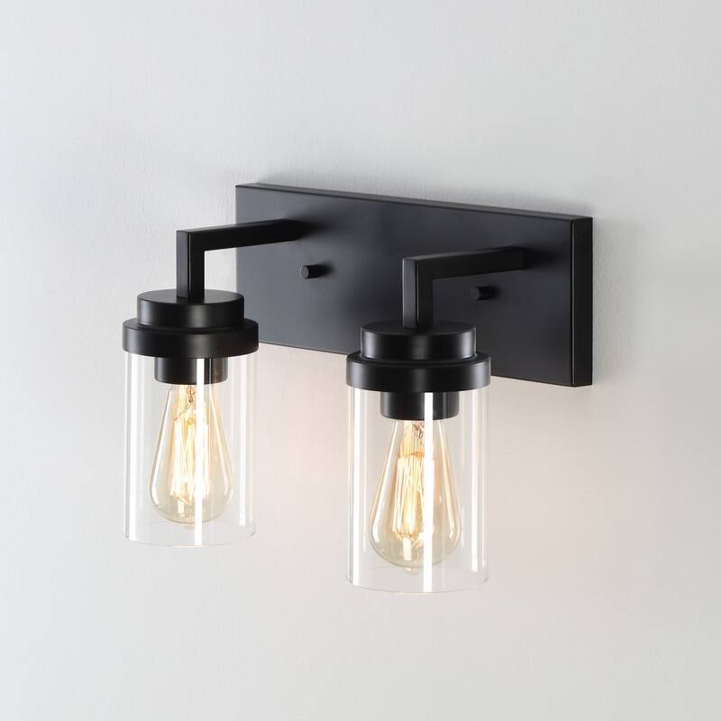 KAWOTI 2-Light Dimmable Bathroom Vanity Light with Clear Glass Shade