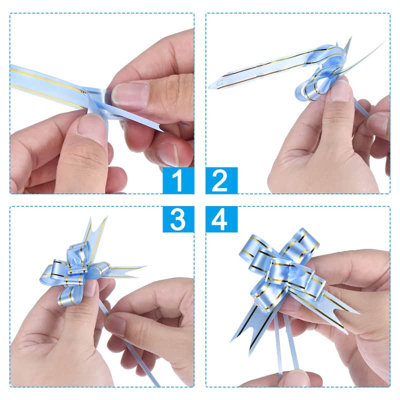 100Pcs 3.3inch Pull Bows Gift Wrapping Pull Bow Gold Thread Style
